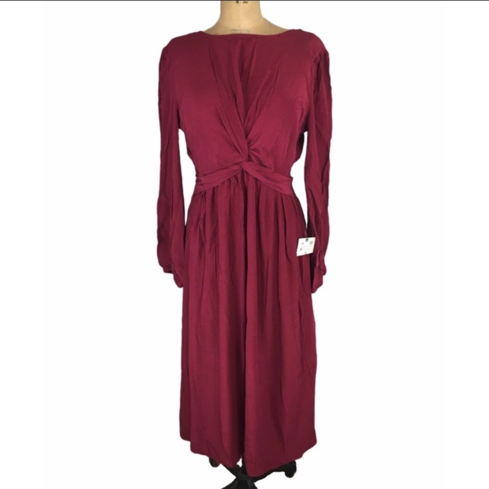 Zara MIDI Dress with Knotted Detail Size M